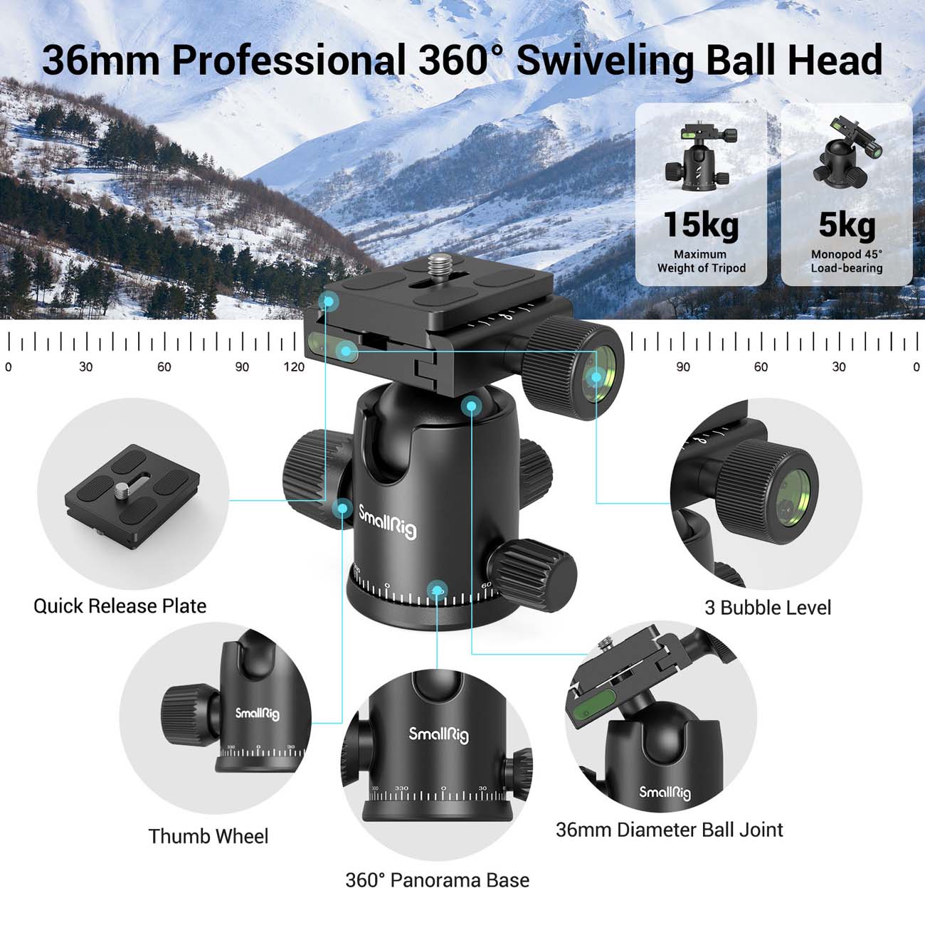 نمای کاربردی از سه‌پایه اسمال ریگ SmallRig CT-10 Aluminum Camera Tripod