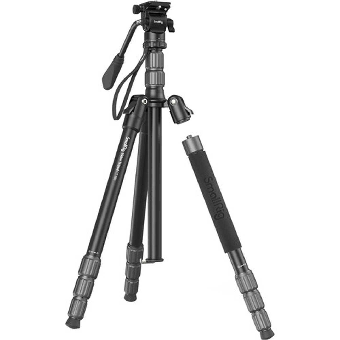 نمای روبه رو از سه پایه دوربین اسمال ریگ SmallRig CT180 3760 Video Tripod with Mini Fluid Head