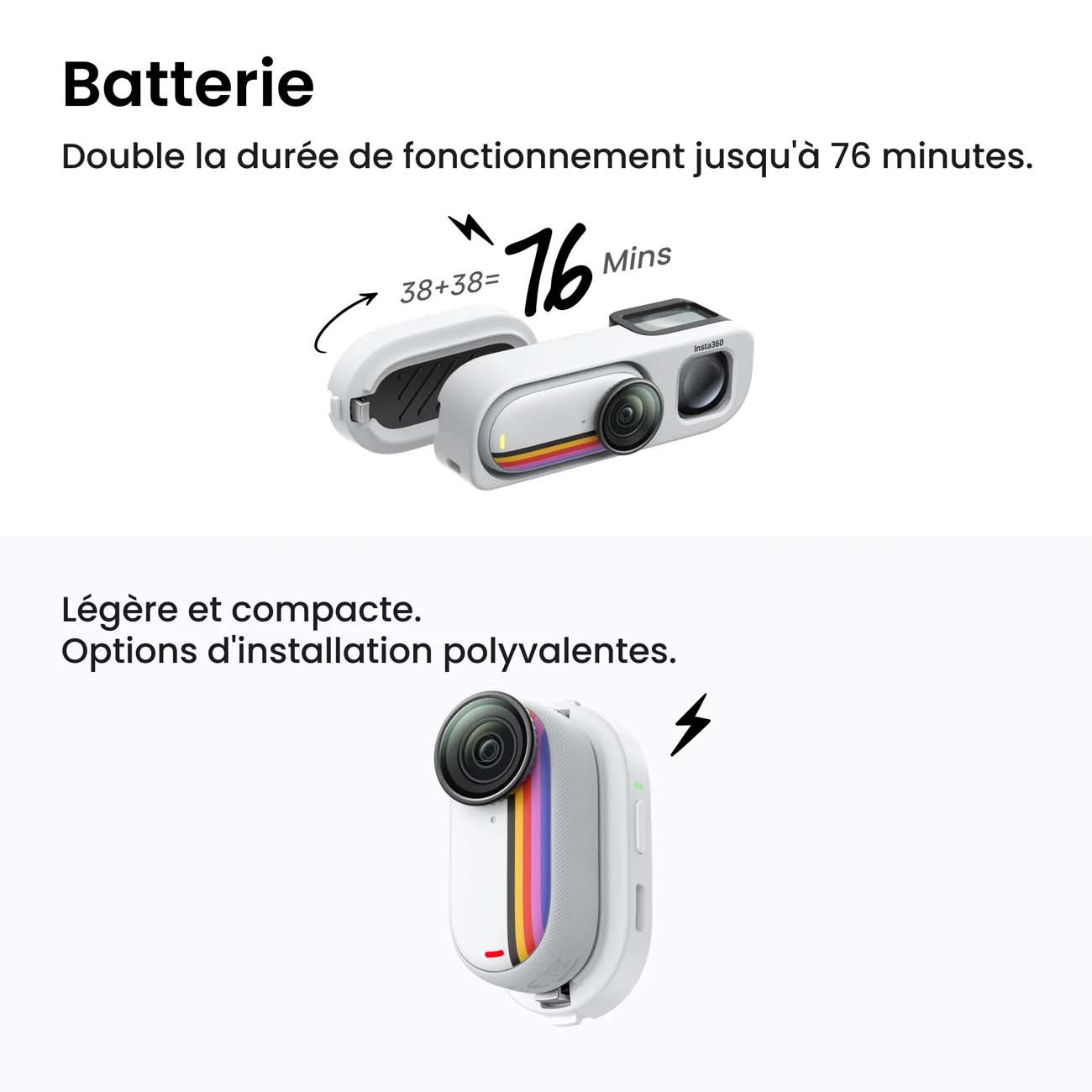 نمای کاربردی دوربین 360 اینستا Insta360 GO 3S Action Camera White