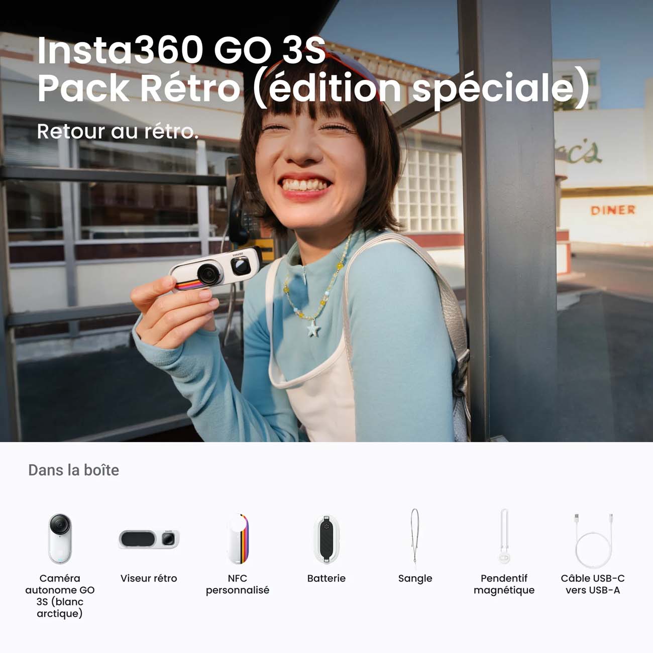 نمای کاربردی دوربین اکشن Insta360 GO 3S Action Camera White