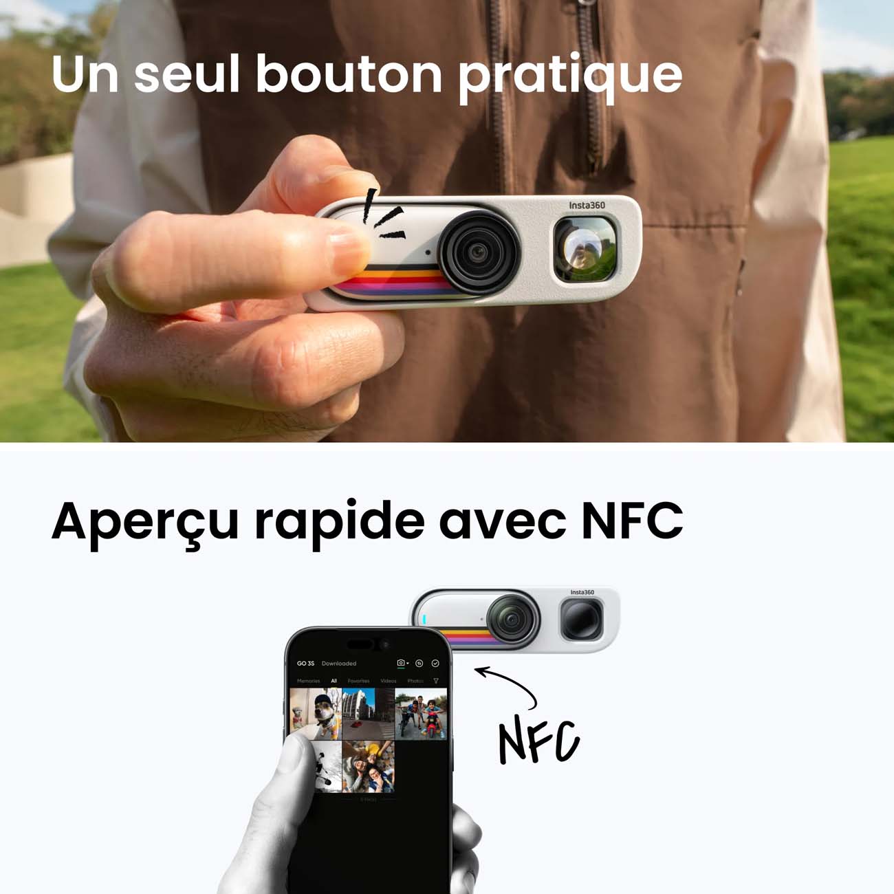 نمای کاربردی دوربین ورزشی Insta360 GO 3S Action Camera White