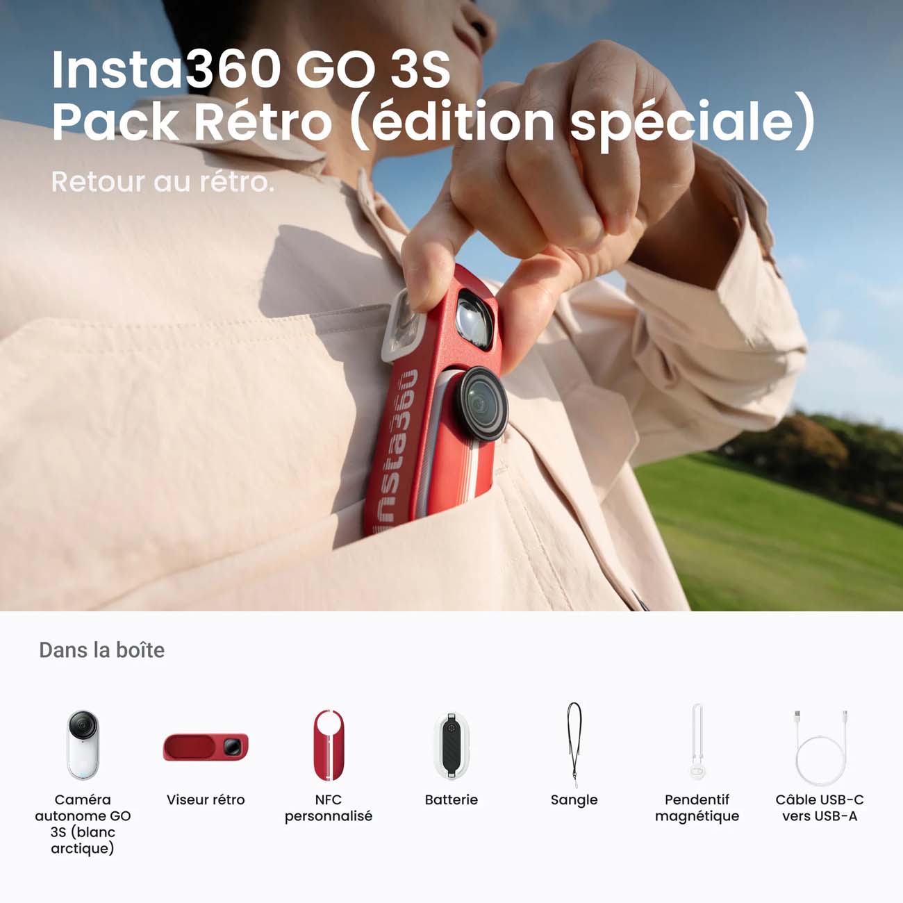 نمای کاربردی دوربین اکشن Insta360 GO 3S Action Camera Red