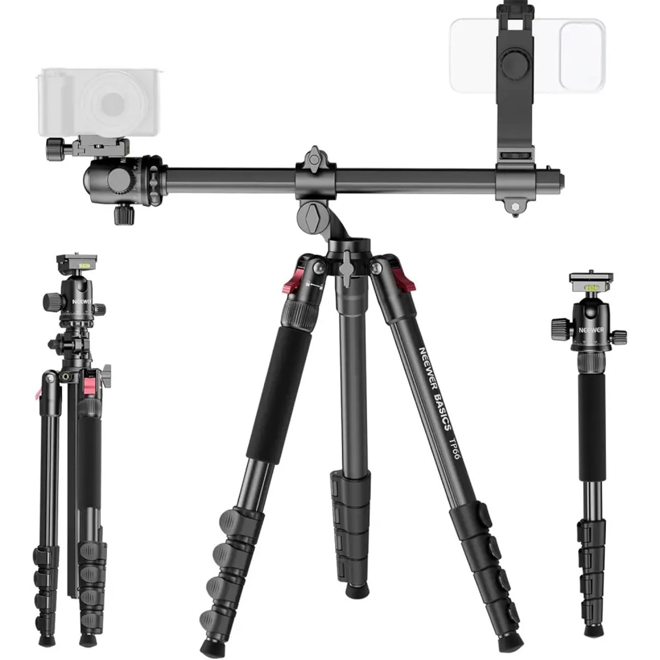 سه پایه دوربین نیور NEEWER TP66 Basics 64.5 Inch Horizontal Camera Tripod