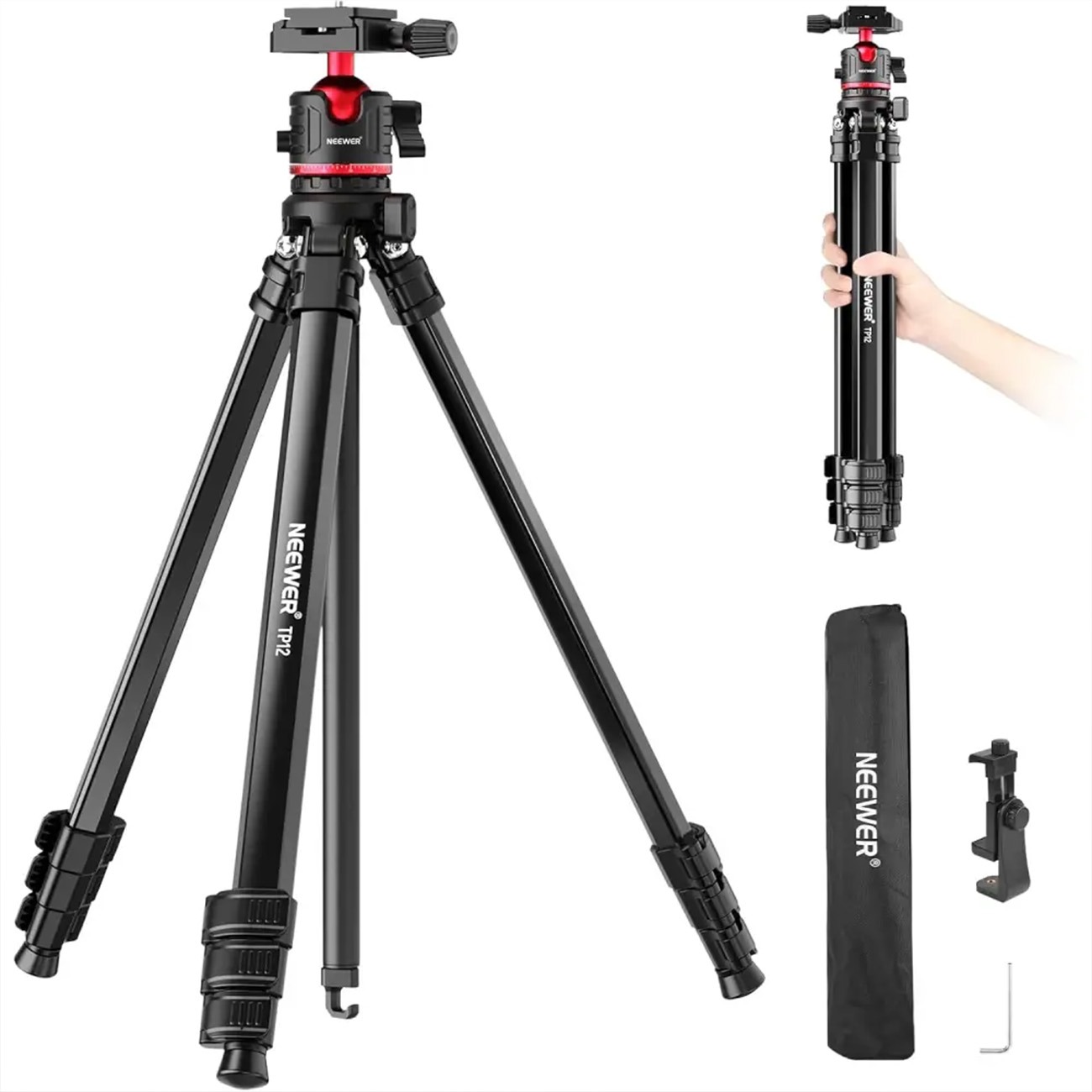 سه پایه دوربین نیورNEEWER TP12 Aluminum Travel Tripod