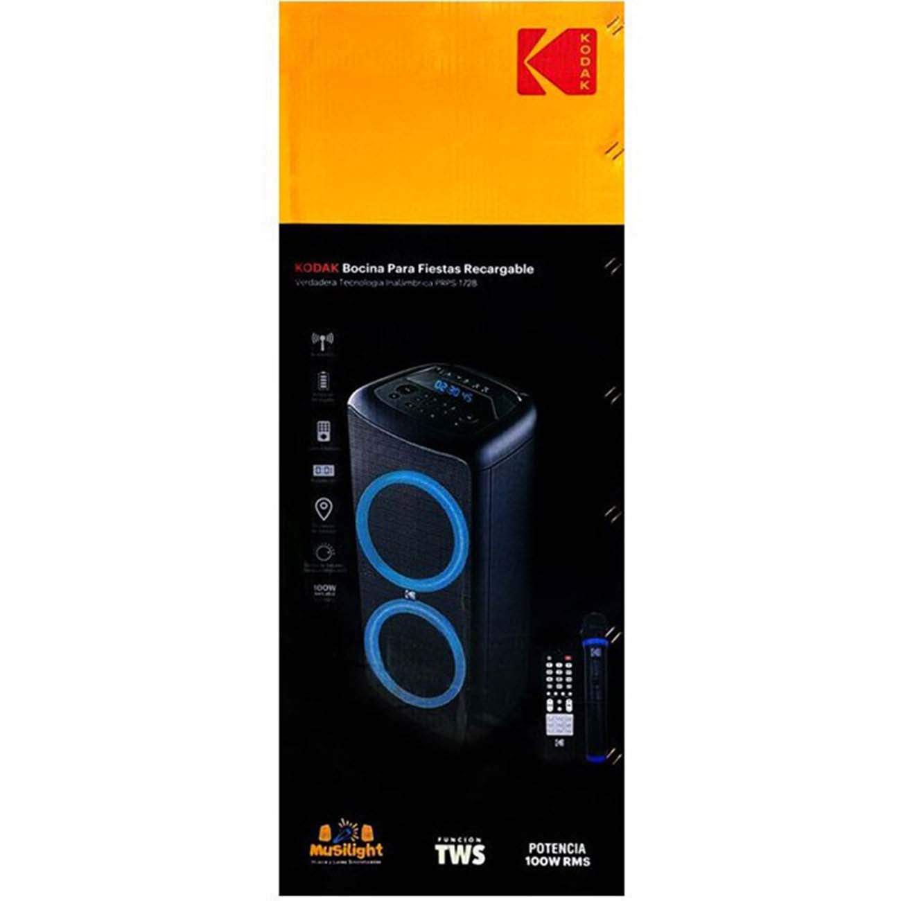 نمای جعبه اسپیکر بلوتوثی کداک Kodak PRPS-1728 Retractable Trolley Bluetooth Speaker