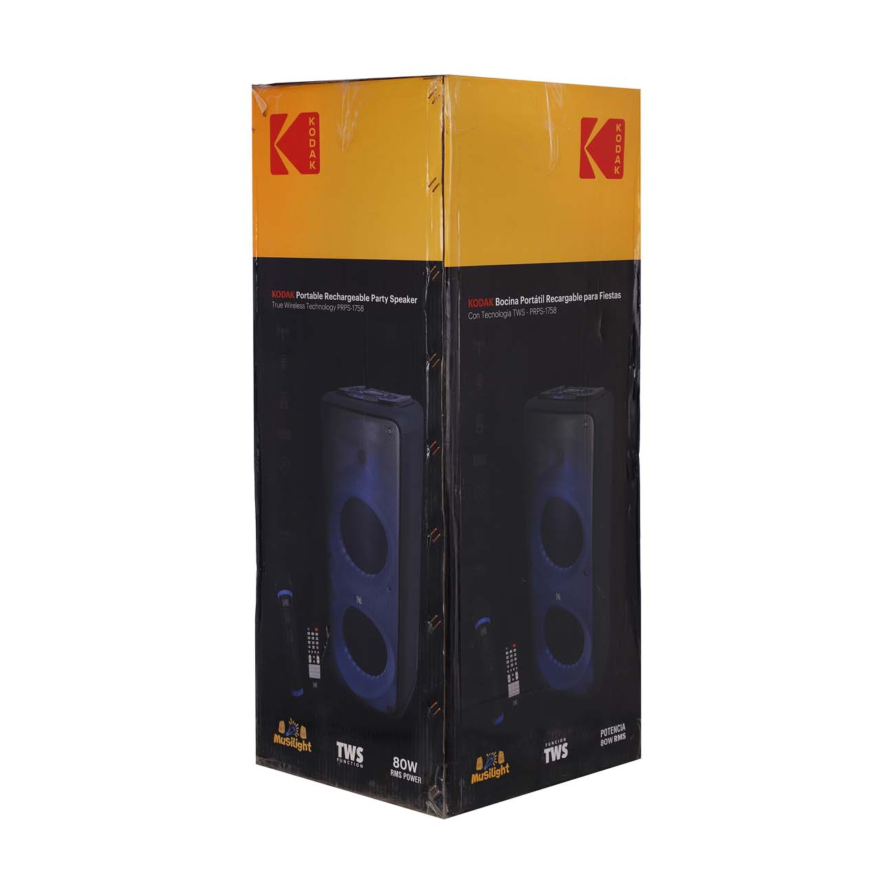 نمای جعبه اسپیکر بلوتوثی کداک Kodak PRPS-1758 Portable Bluetooth Party Speaker