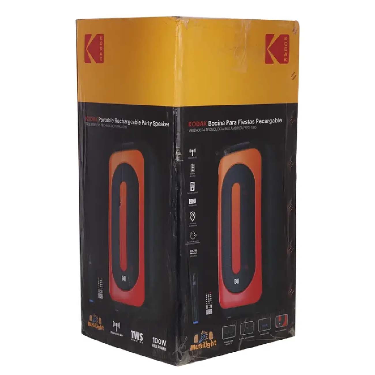 نمای جعبه اسپیکر بلوتوثی کداک Kodak PRPS-1785 Retractable Trolley Speaker