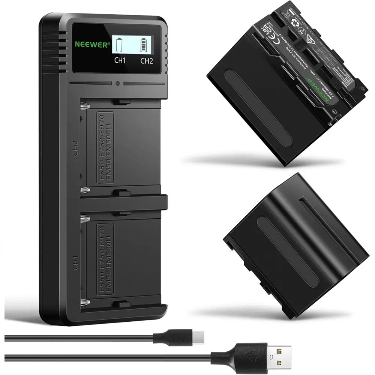 شارژر و باتری دوربین نیور NEEWER NW F970 Battery NP F970 Dual USB Charger