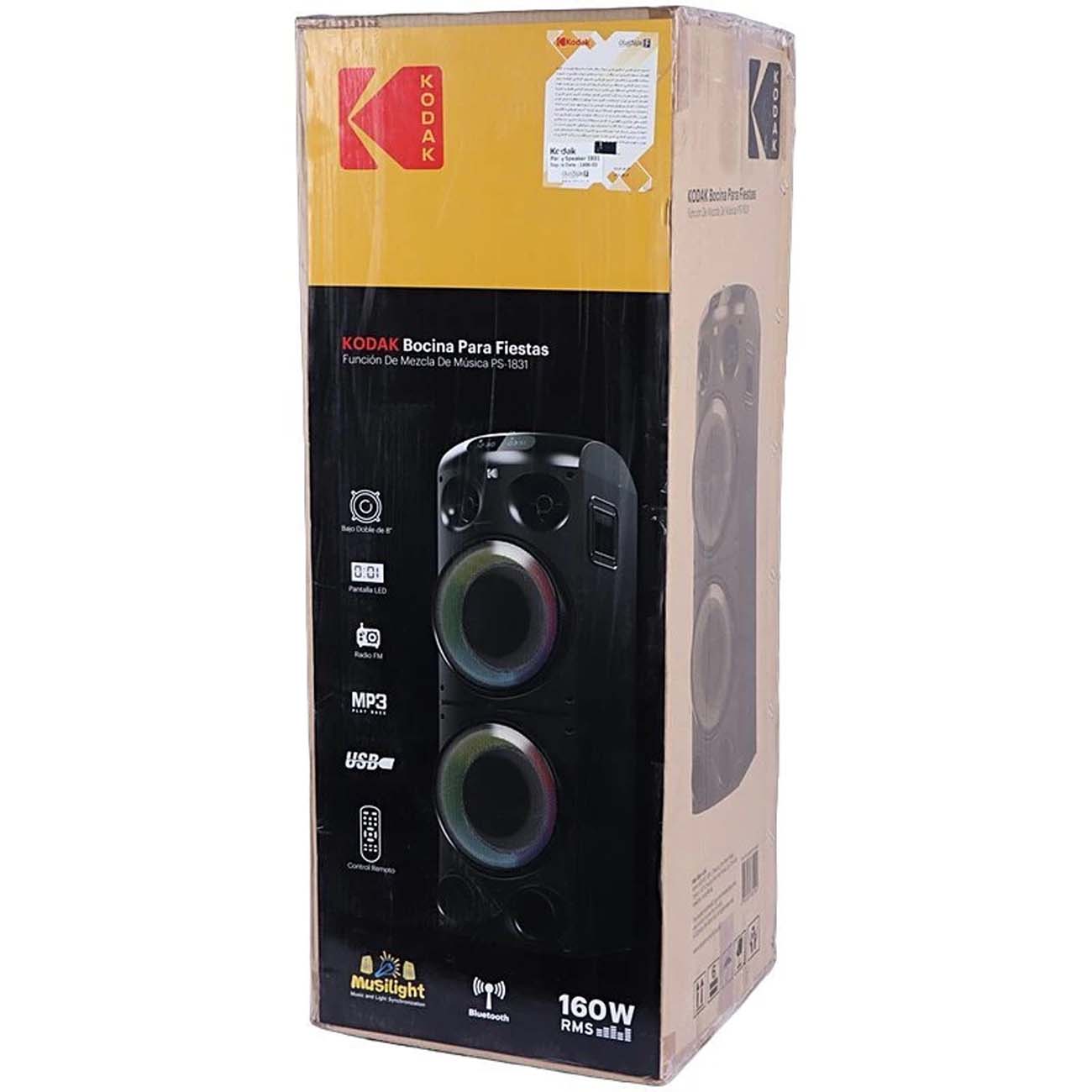 نمای جعبه اسپیکر بلوتوثی پارتی باکس کداک Kodak PRPS-1831 Bluetooth Party Speaker