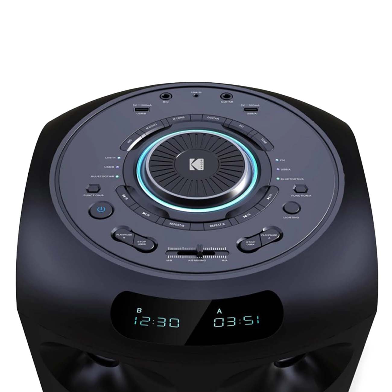 نمای دکمه های اسپیکر بلوتوثی پارتی باکس کداک Kodak PRPS-1831 Bluetooth Party Speaker