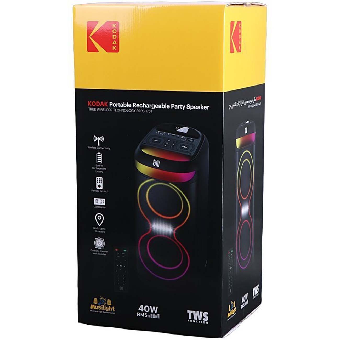 نمای جعبه اسپیکر بلوتوثی کداک Kodak PRPS-1761 Bluetooth Party Speaker