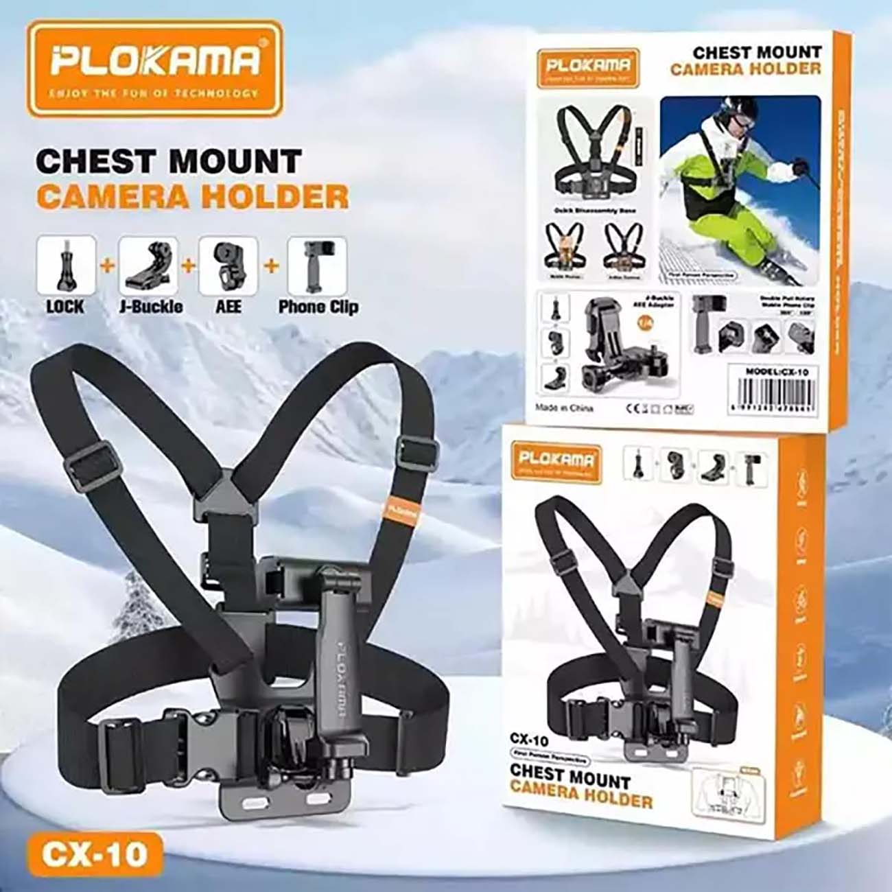 نمای جعبه سینه‌بند نگهدارنده پلوکاما Plokama CX-10 Chest Mount Camera & Phone Holder