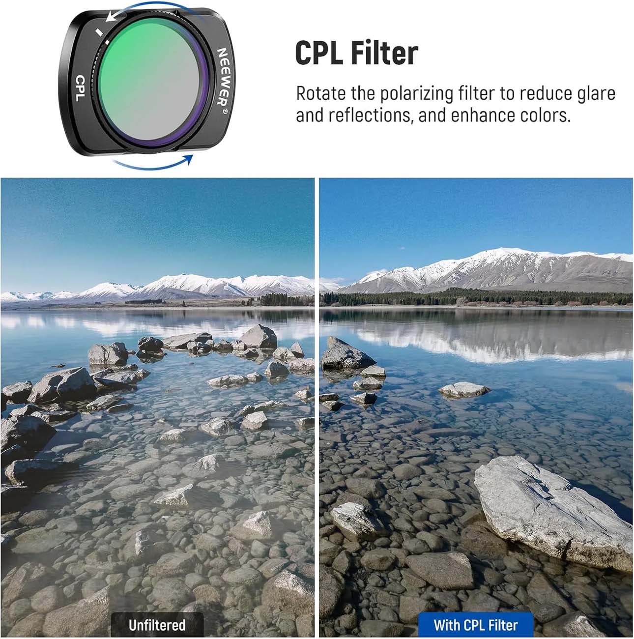 نمای کاربردی فیلتر ان دی Neewer FL-P5 4-Pack Magnetic ND Filter Set for DJI Osmo Pocket 3