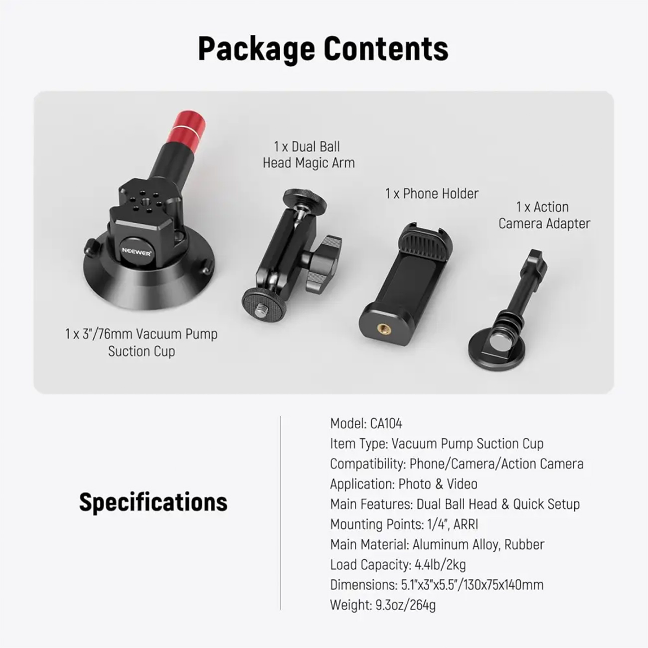 عکس از جزئیات نگهدارنده موبایل نیور Neewer CA104 Mobile Holder