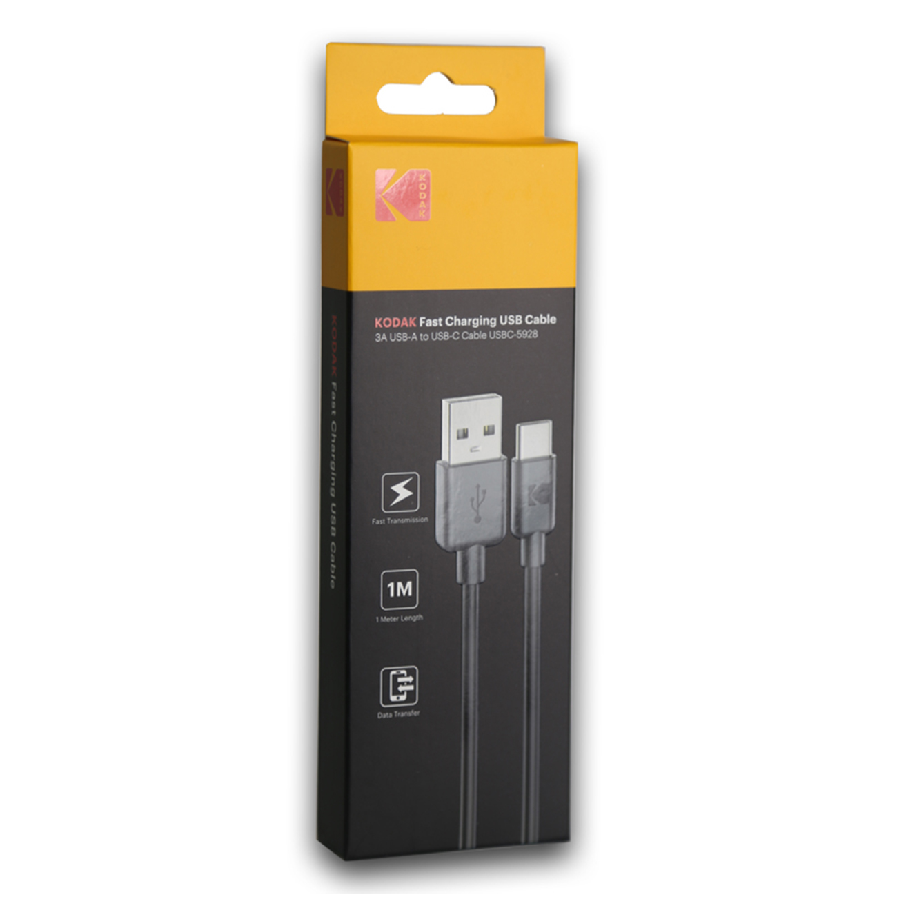 عکس از جعبه کابل شارژ تایپ سی کداک Kodak 5928 USB-A to USB-C 1m Charging Cable