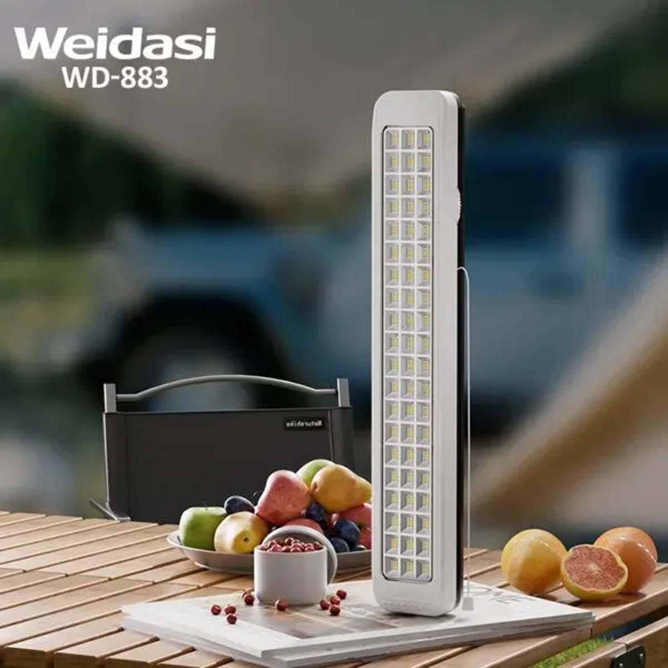 نمای کاربردی چراغ شارژی ویداسی Weidasi WD-883 Rechargeable Emergency Tube Light