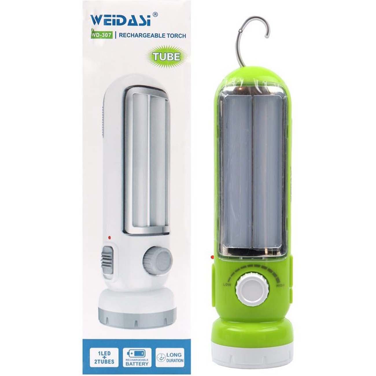 نمای جعبه چراغ قوه ویداسی Weidasi WD-307 Rechargeable Dual-Mode Emergency Light Green