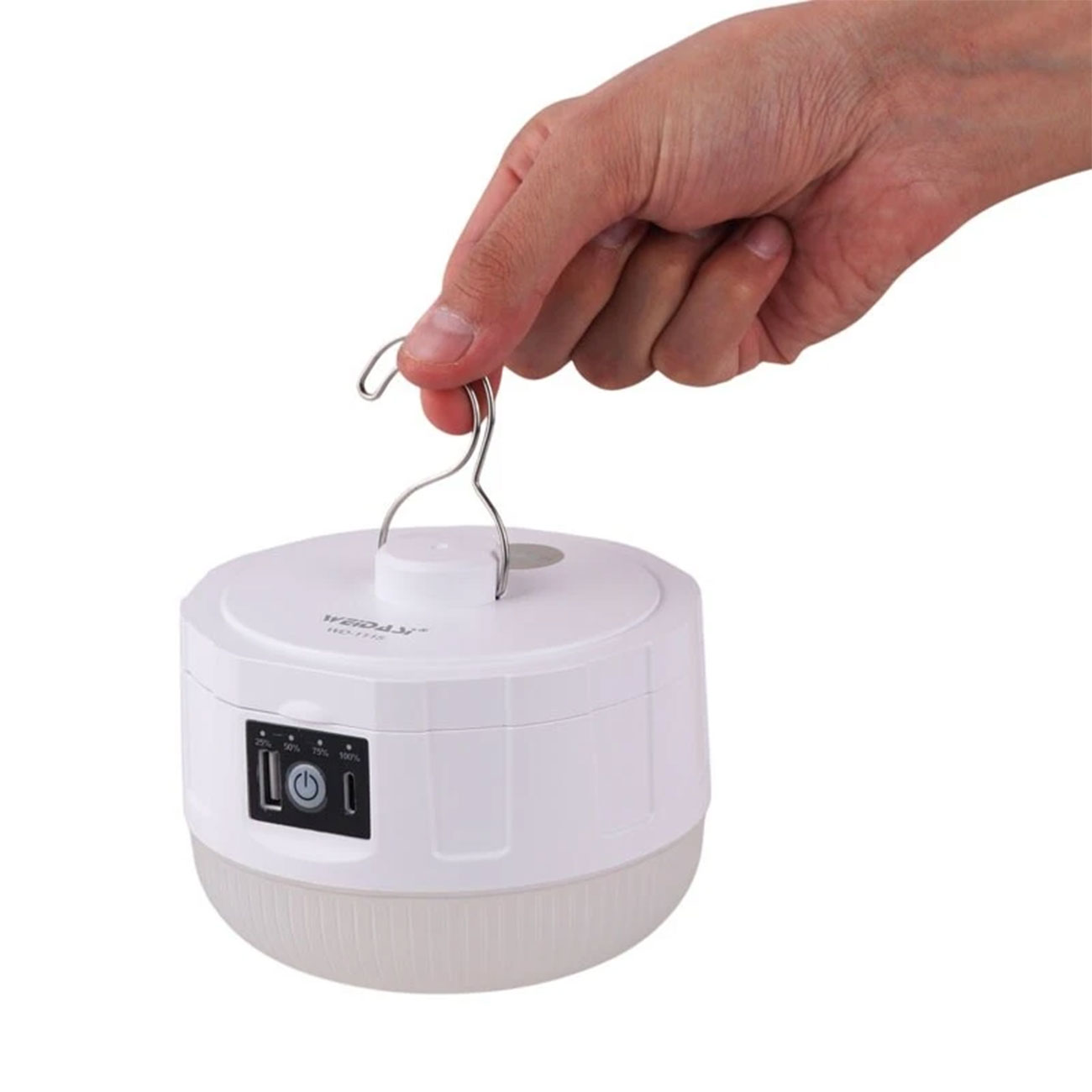 نمای ابعاد لامپ شارژی پاوربانک دار ویداسی Weidasi WD-1115 80W Rechargeable Emergency Light with Powe