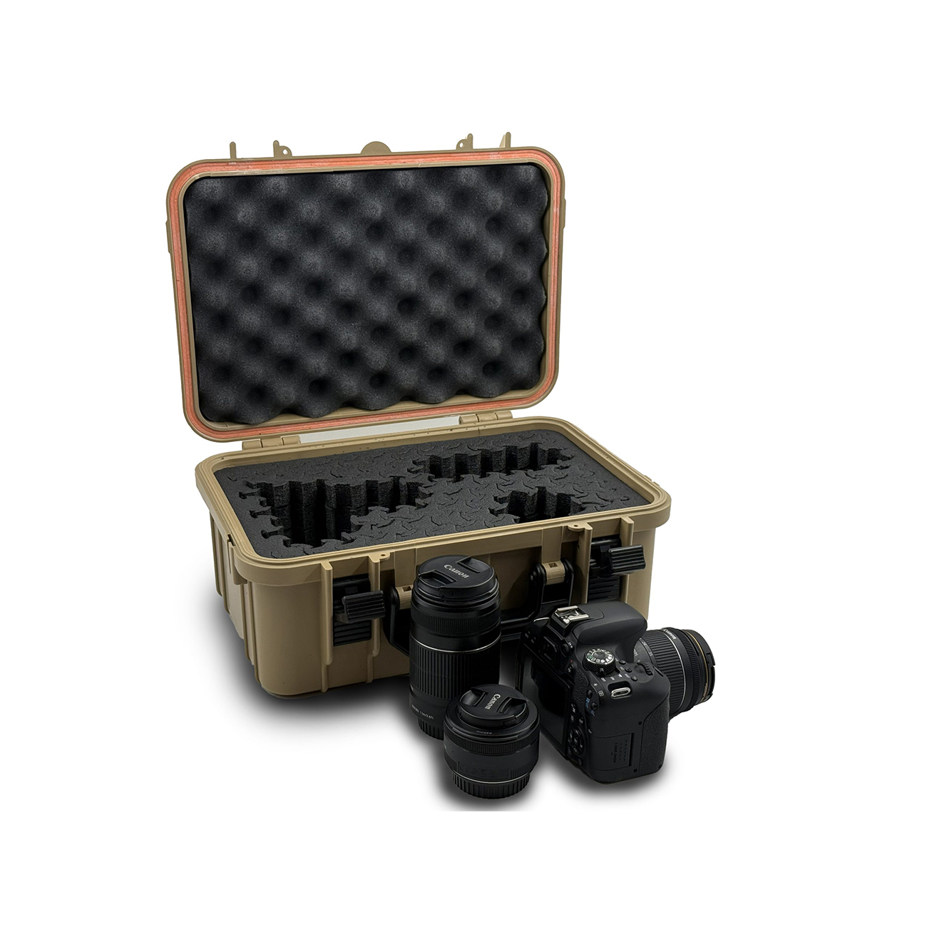 عکس سه رخ از هاردکیس دوربین عکاسی سبز زیتونی Camera Hard Case Olive Green