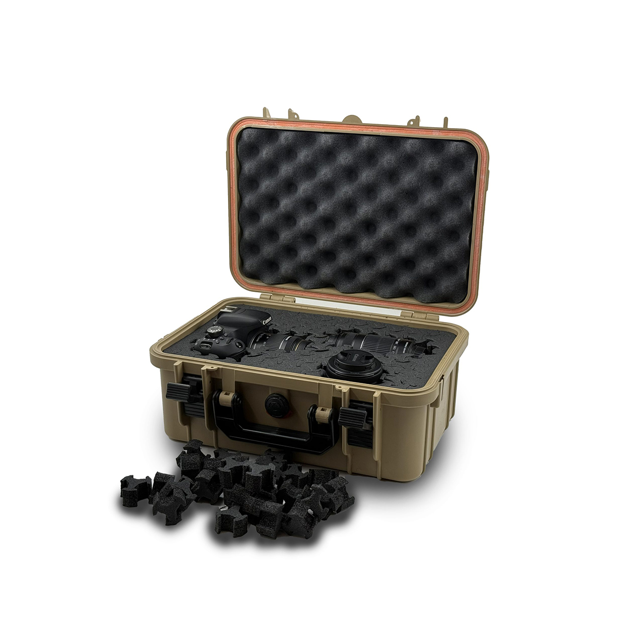 عکس سه رخ از هاردکیس دوربین عکاسی سبز زیتونی Camera Hard Case Olive Green
