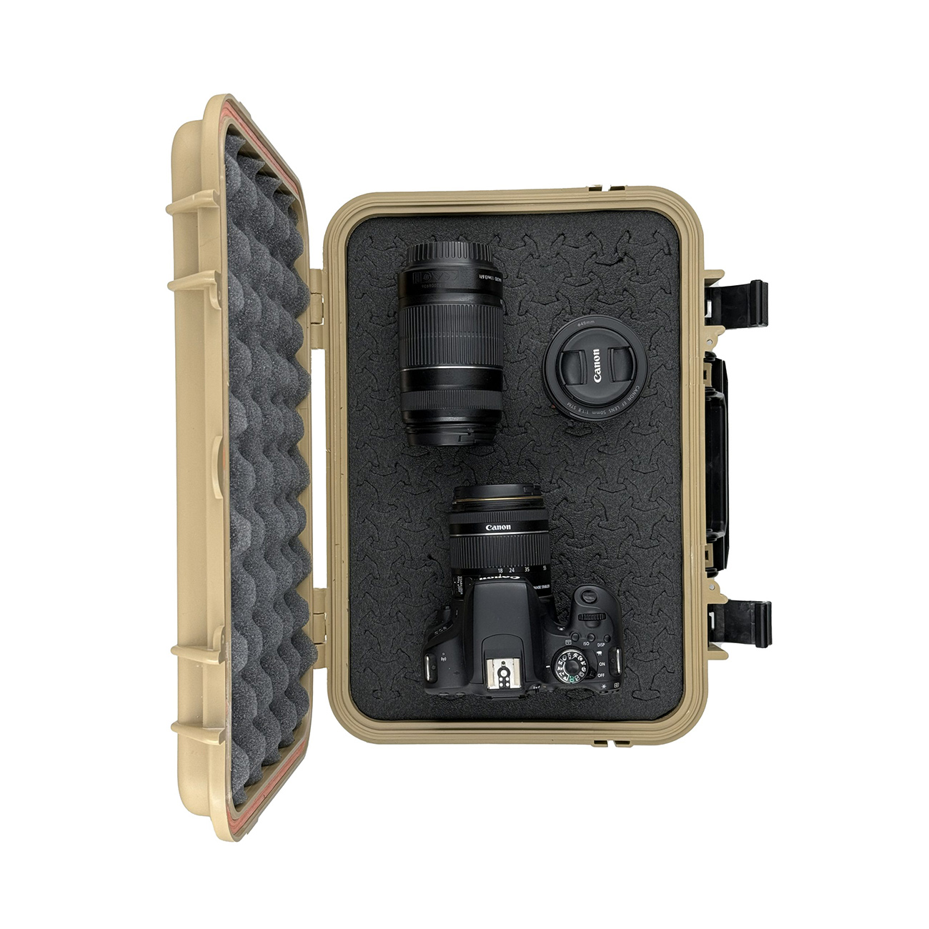عکس از نمای بالا هاردکیس دوربین عکاسی سبز زیتونی Camera Hard Case Olive Green