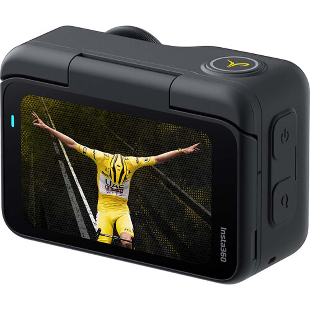 نمای پشت از دوربین اکشن اینستا۳۶۰ Insta360 GO Ultra Tadej Pogačar Edition Action Camera Tour Yellow