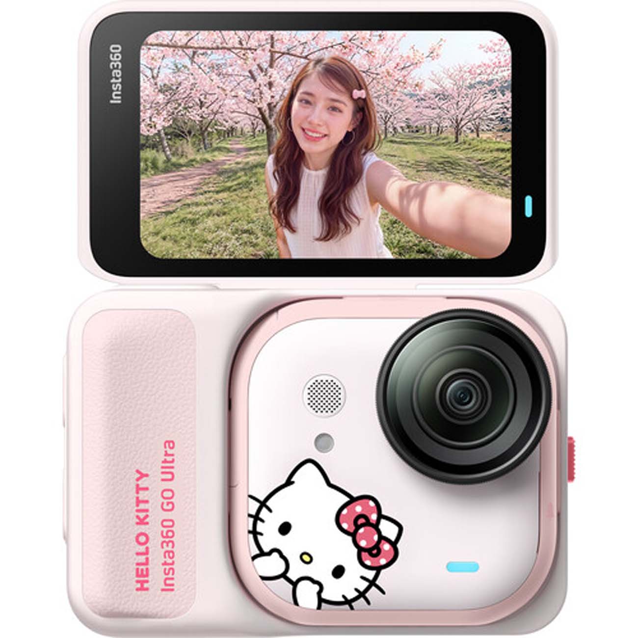 نمای روبه رو دوربین اکشن اینستا۳۶۰ Insta360 GO Ultra x Hello Kitty Limited Edition Action Camera