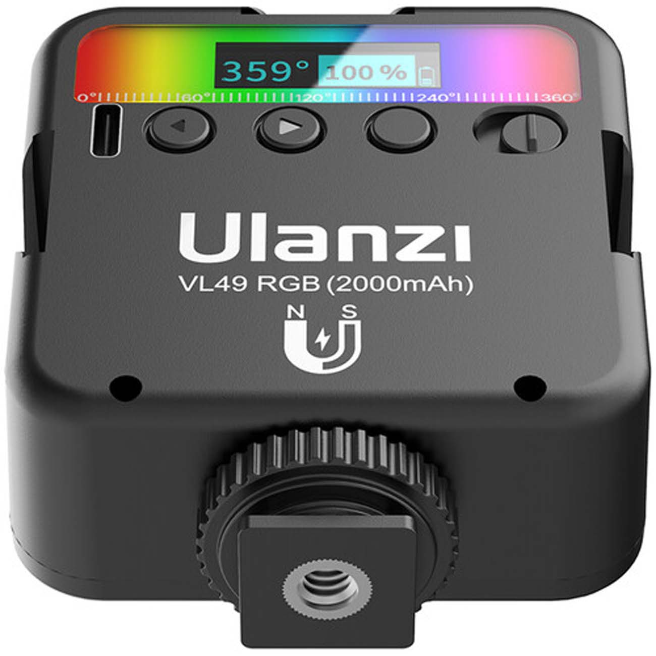 نمای پایین پنل نور جیبی اولانزی Ulanzi 2287C Mini Pocket 49 RGB Video LED Light