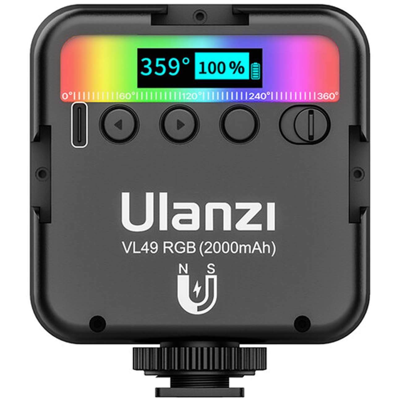 نمای پشت پنل نور جیبی اولانزی Ulanzi 2287C Mini Pocket 49 RGB Video LED Light