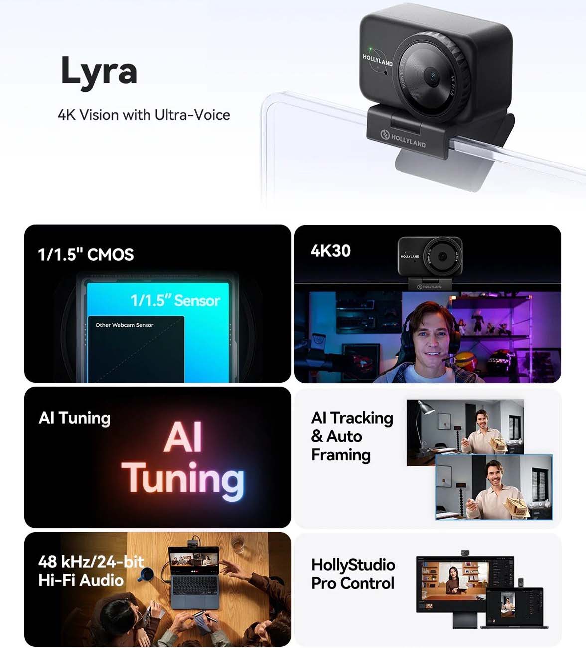 نمای کاربردی وبکم هالی لند Hollyland Lyra UHD 4K Webcam