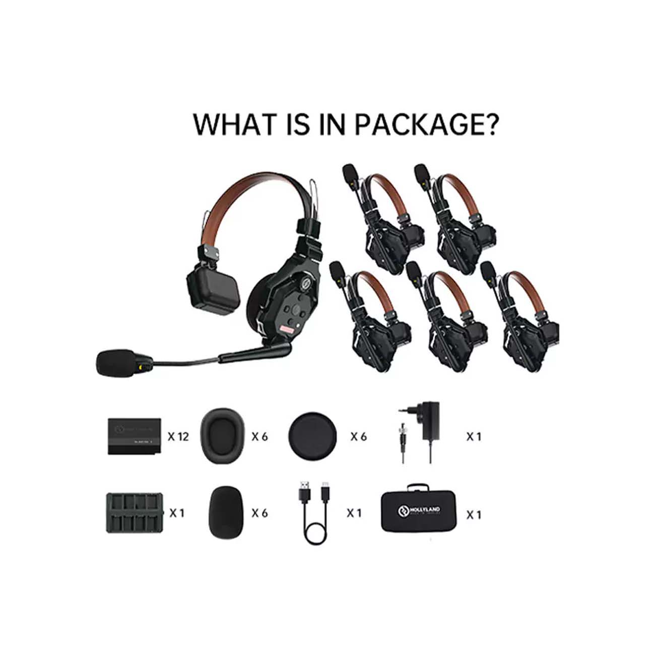 نمای اقلام اینترکام بی سیم هالی لند Hollyland Solidcom C1-6S Pro Full-Duplex Wireless Intercom Syste