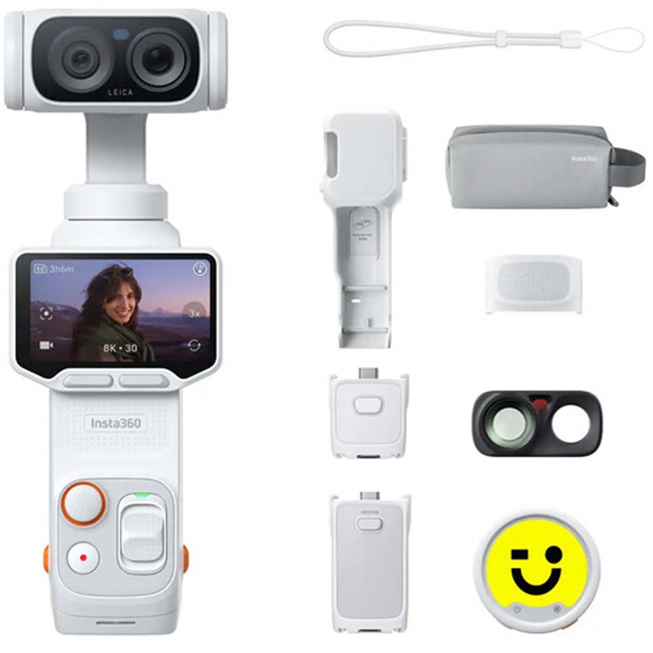 نمای اقلام دوربین گیمبال اینستا360 Insta360 Luna Ultra Creator Bundle AI Gimbal Camera White