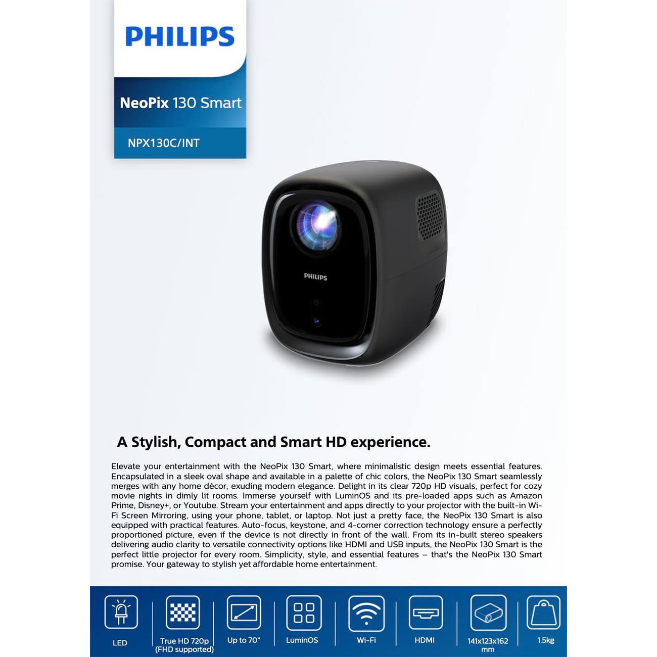 عکس از ویژگی های ویدئو پروژکتور نئوپیکس فیلیپس Philips NeoPix 130 Full HD Video Projector