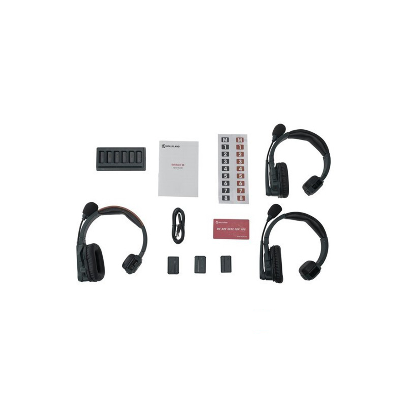 عکس از محتویات پک سیستم اینترکام سالیدکام بیسیم هالی لند Hollyland Solidcom SE-3S 1.9G Wireless