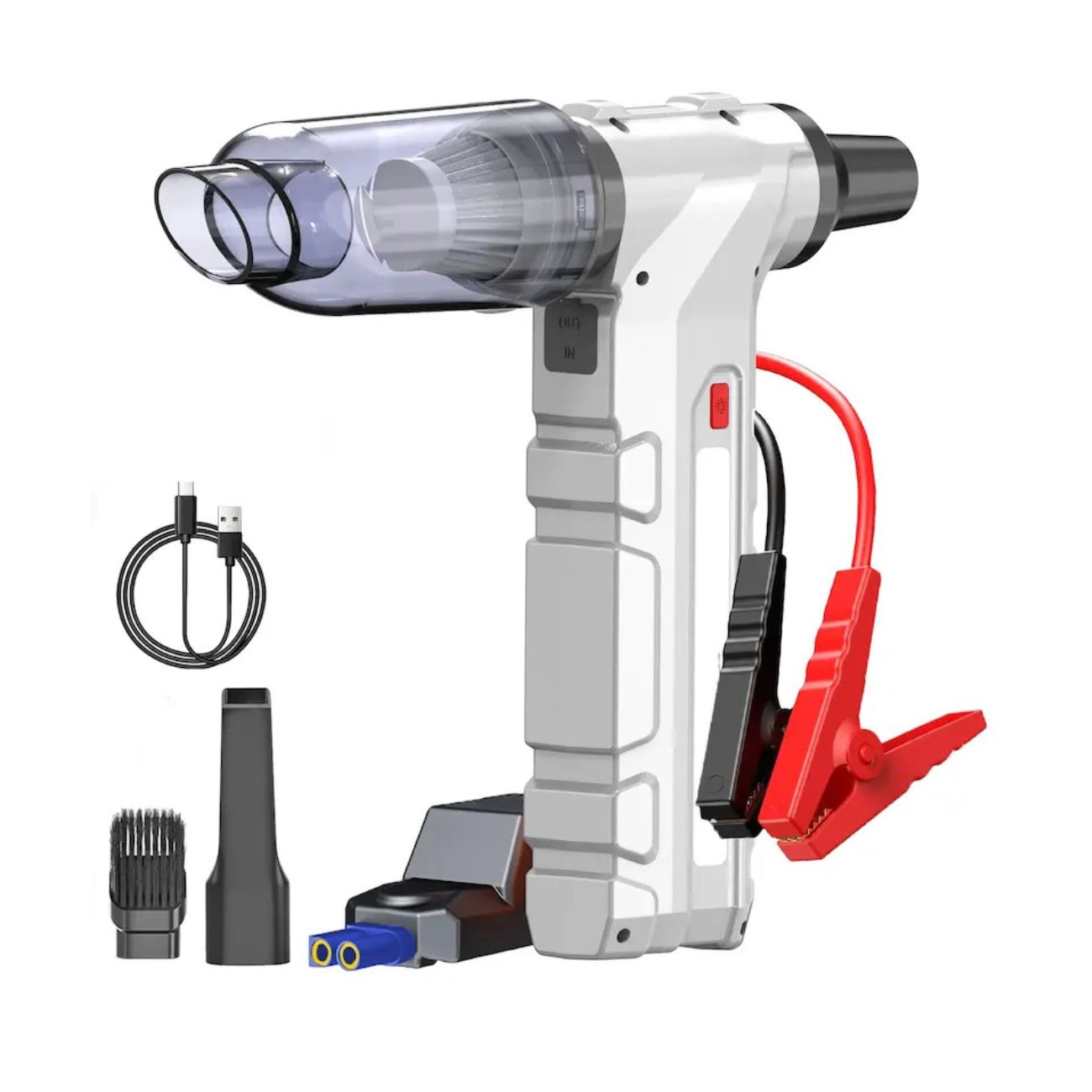 نمای کامل دمنده و مکنده شارژی  5in1 Cordless Jet Blower and Vacuum Jump Starter Power Bank