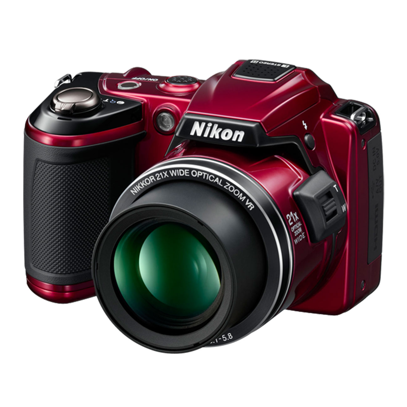 نمای جانبی دوربین دیجیتال نیکون Nikon COOLPIX L120 Digital Camera Red
