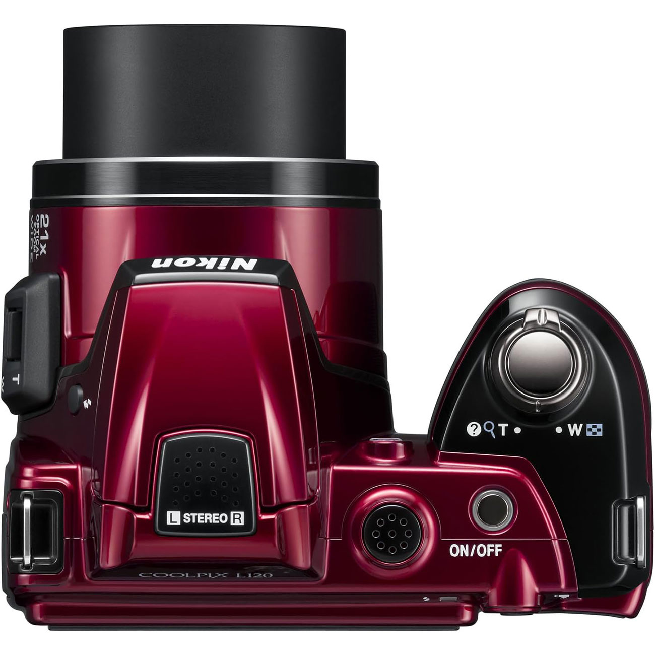 نمای بالای دوربین دیجیتال نیکون Nikon COOLPIX L120 Digital Camera Red