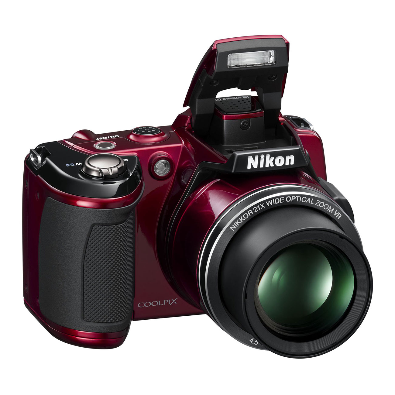 نمای جانبی دوربین دیجیتال کامپکت نیکون Nikon COOLPIX L120 Digital Camera Red