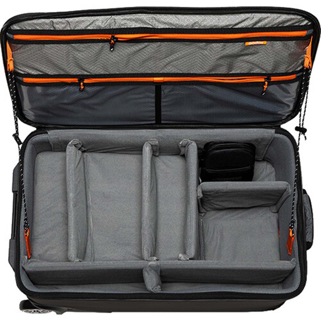 نمای داخل کیف کیت نور گودکس Godox Wheeled Carry Bag for S60 LED 3-Light Kit