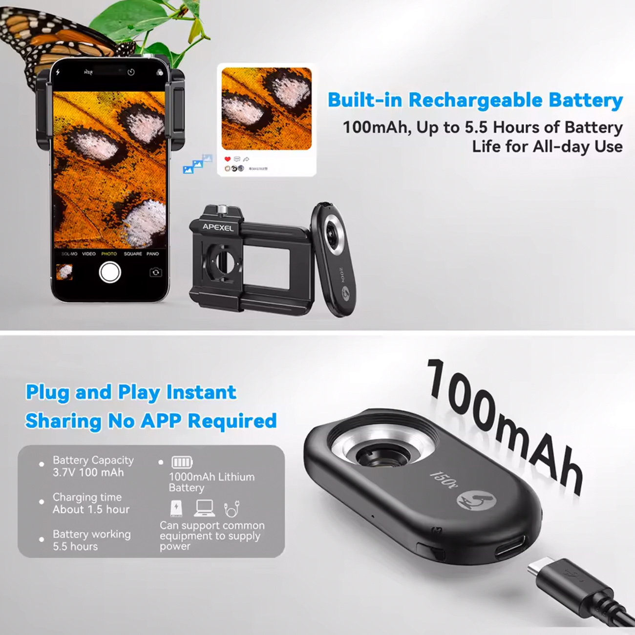 عکس از ویژگی های لنز موبایل 3 در 1 اپکسل Apexle Phonemicro 5 3in1 Mobile Lens