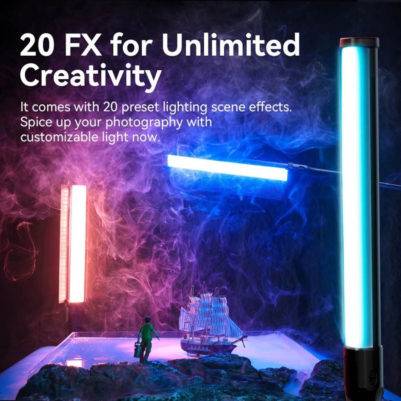 نمای کاربردی نور ثابت باتومی اولانزی Ulanzi VL360 RGB Handheld LED Light Stick