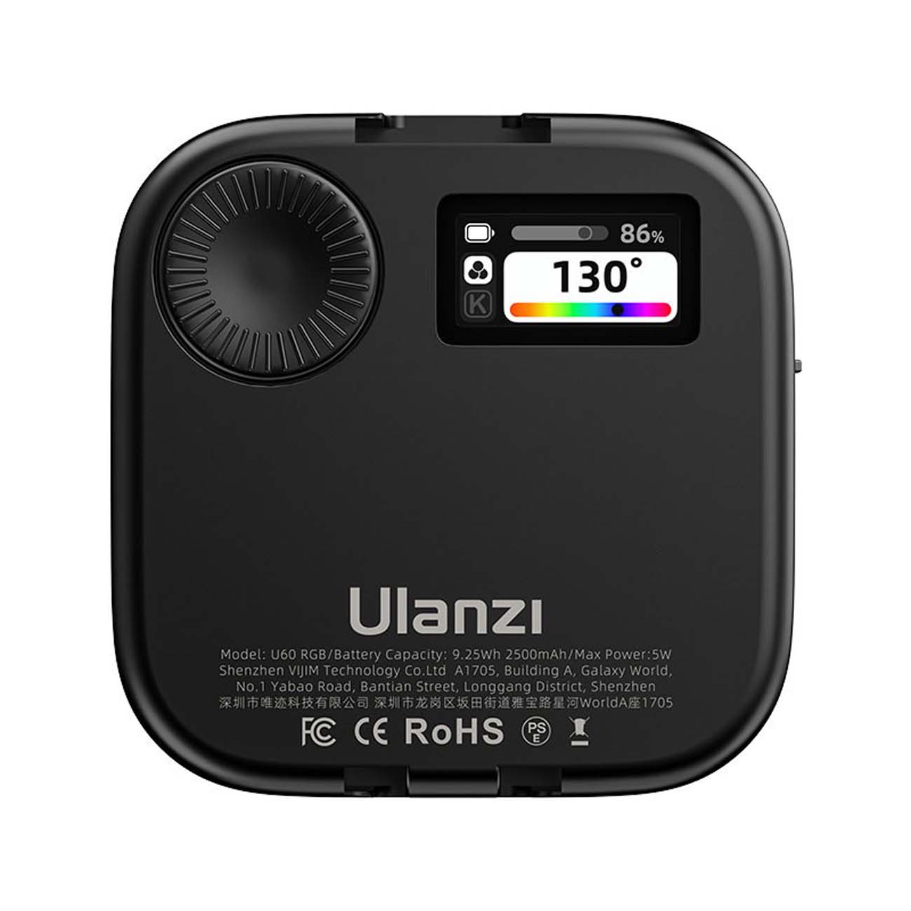 نمای پشت ویدیو لایت جیبی اولانزی Ulanzi U60 RGB Pocket Video Light