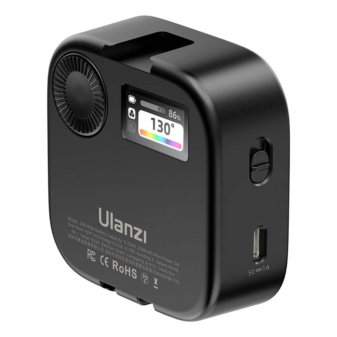 نمای پشت ویدیو لایت اولانزی Ulanzi U60 RGB Pocket Video Light
