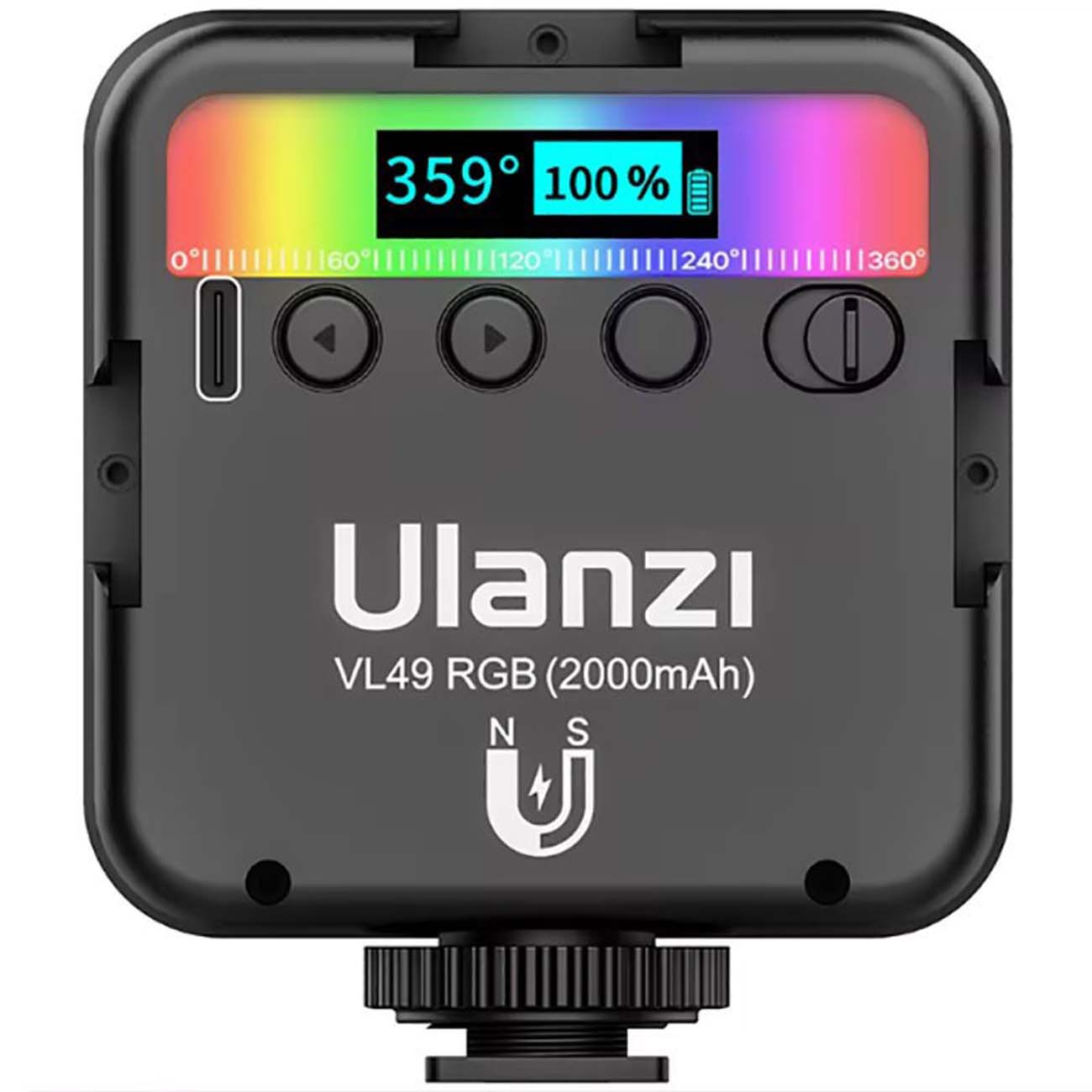 نمای پشت ویدیو لایت جیبی اولانزی Ulanzi VL49 RGB Mini Pocket Video LED Light