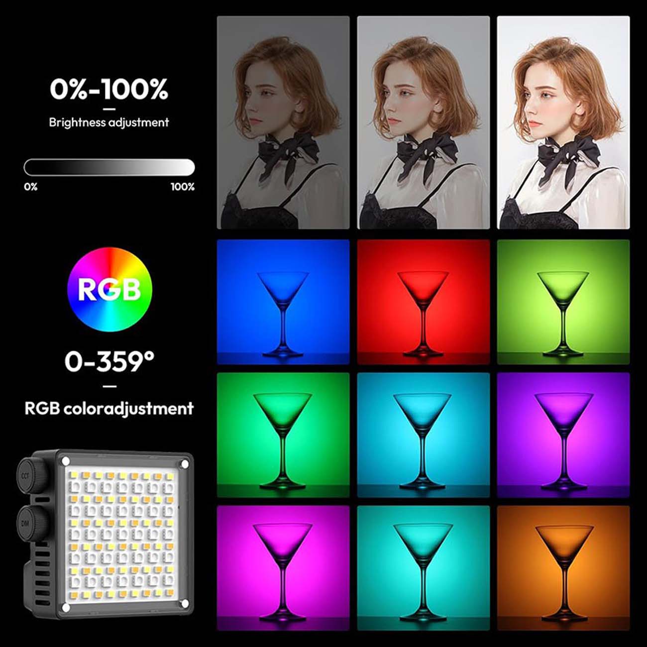 نمای دمای رنگ نور ثابت ال ای دی اولانزی Ulanzi LE20 20W RGB LED Light Panel