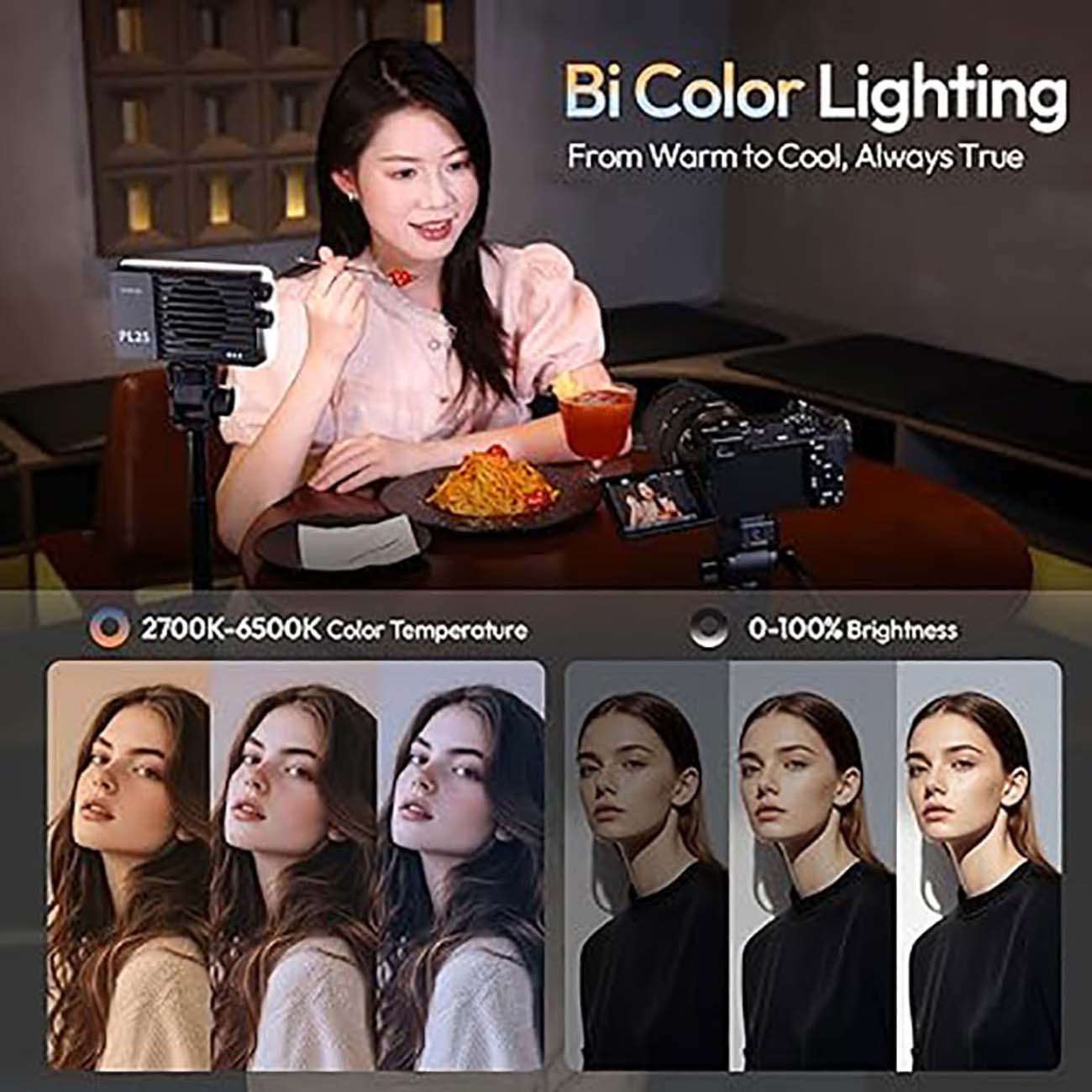 نمای دما رنگ نور ال ای دی قابل حمل اولانزی Ulanzi PL25 25W Mini Bi-Color LED Video Light