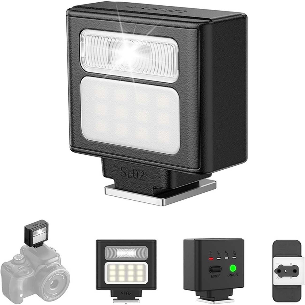 نمای کلی فلاش و نور رودوربینی اولانزی Ulanzi SL02 Spark Lite Camera Flash Light