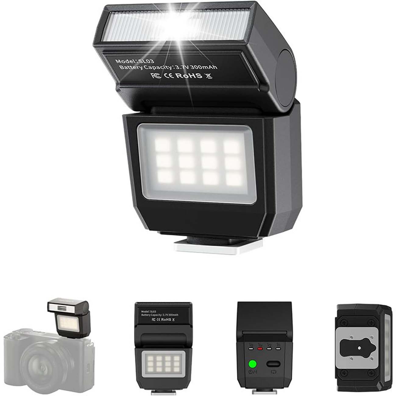 نمای کلی فلاش و نور رودوربینی اولانزی Ulanzi SL03 Spark Lite Camera Flash