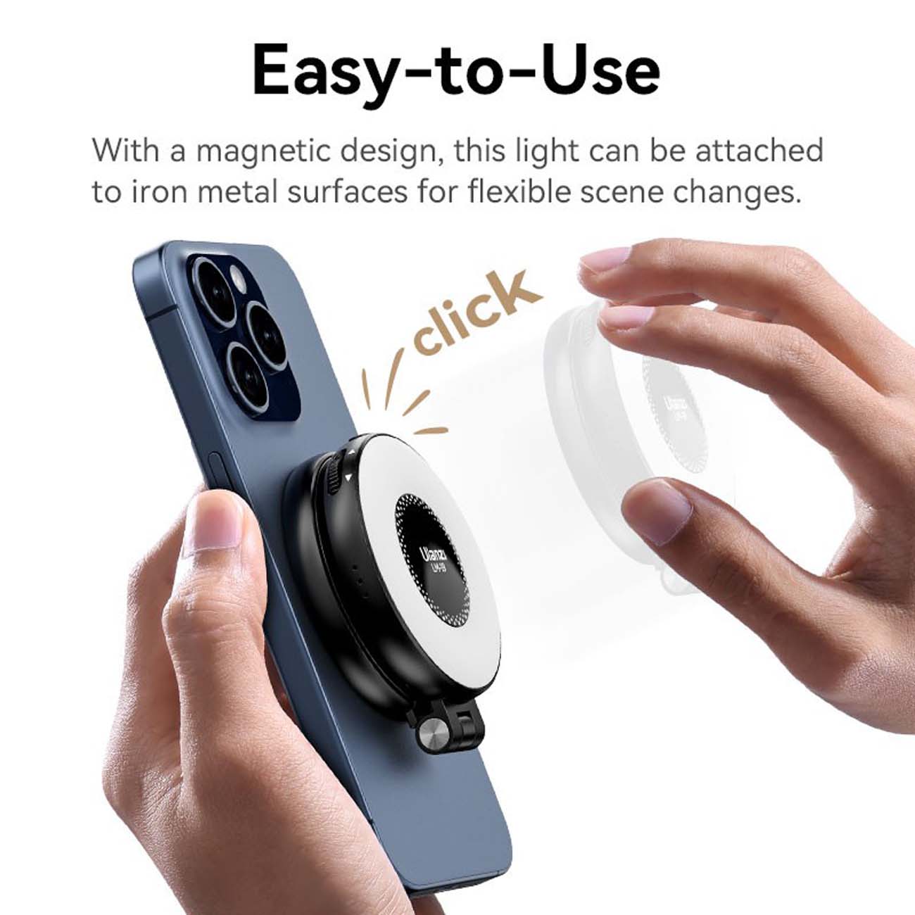 نمای کاربردی رینگ لایت مغناطیسی اولانزی Ulanzi LM19 MagSafe LED Selfie Ring Light