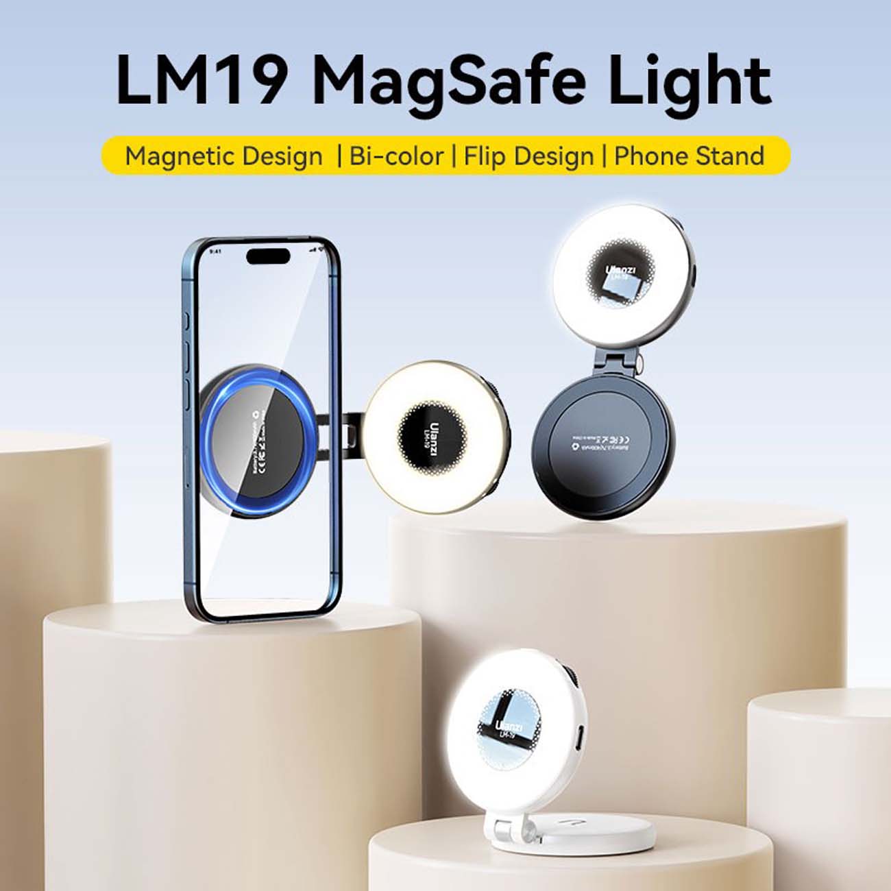 نمای کاربردی از رینگ لایت سلفی اولانزی Ulanzi LM19 MagSafe LED Selfie Ring Light